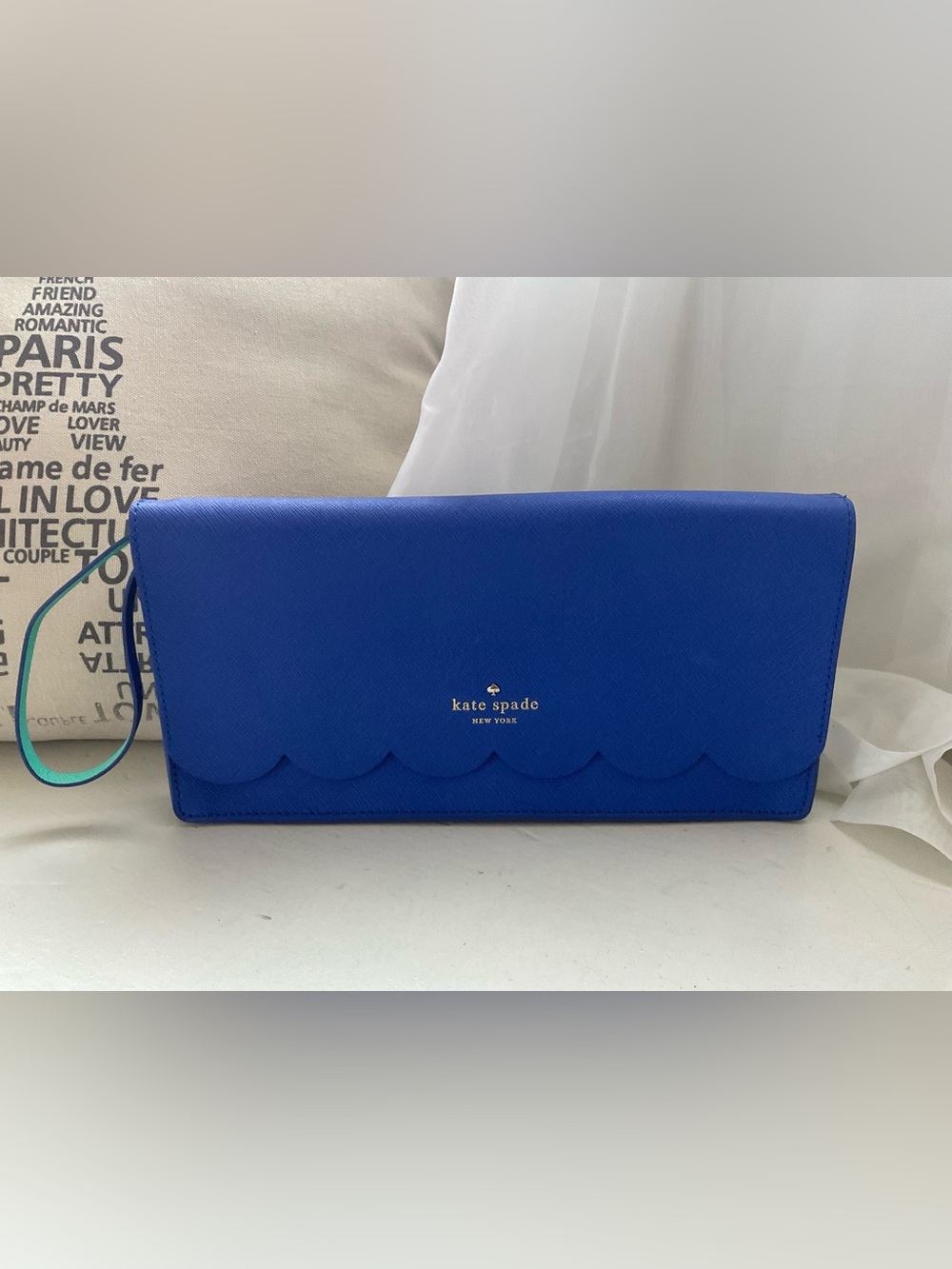 kate spade Scallop-Trim Envelope Clutch - Blue